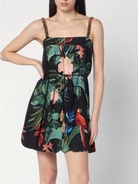 farm rio black mixed stripes short sleeve mini dress FARM Rio Black Coloured Stripes Mini-Dress